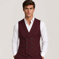 Burgundy Double-Breasted Vest