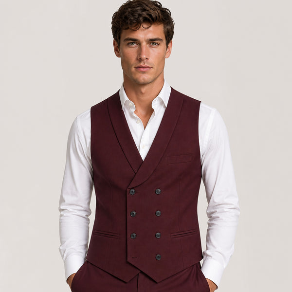 Burgundy Double-Breasted Vest