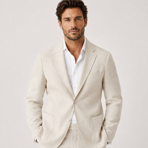 Cream Linen Unstructured Blazer