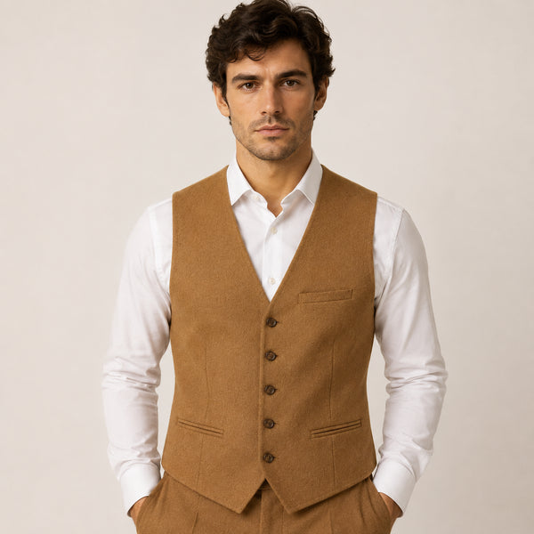 Camel Wool Waistcoat