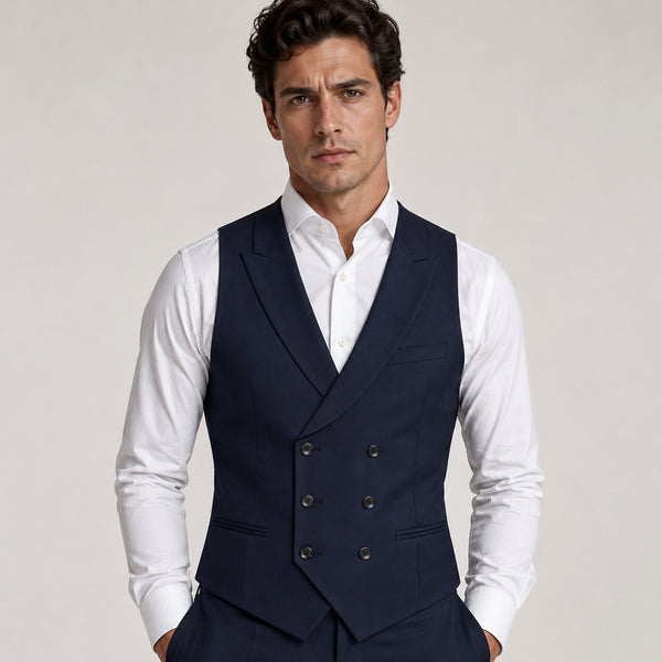 Midnight Blue Peak Lapel Vest