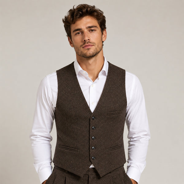 Dark Brown Tweed Vest